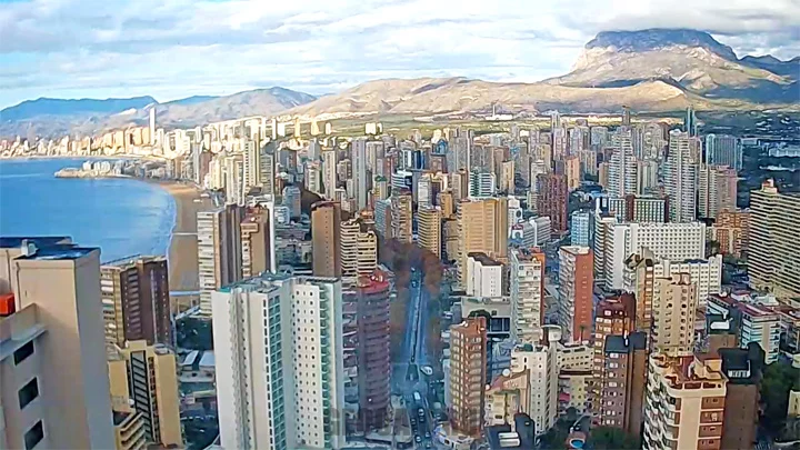 Webcam overlooking the town of Benidorm, Spain