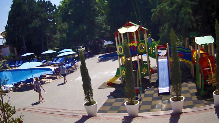 Webcam at the children's playground of the hotel «Demerdzhi», Alushta, Crimea: children's play area