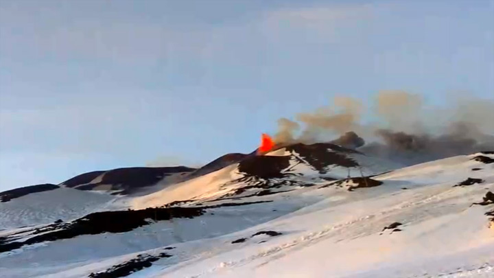 Mount Etna live webcam: The upper crater of the Etna volcano