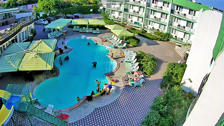 «Liana» hotel webcam in Crimea: pool and patio