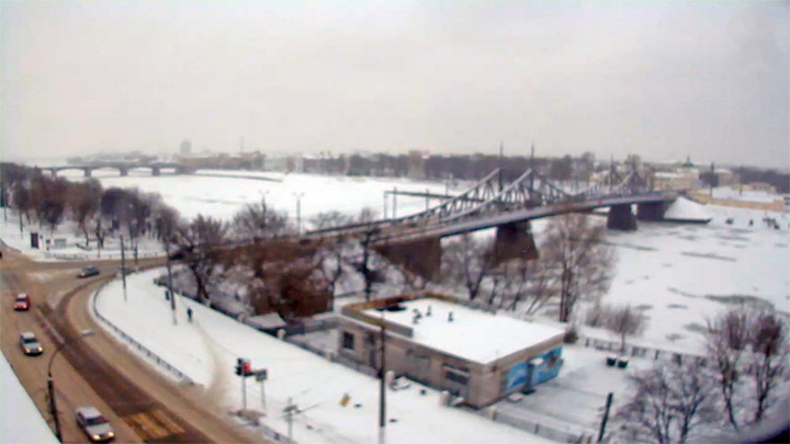 Webcam with a view of the Starovolzhsky bridge in Tver