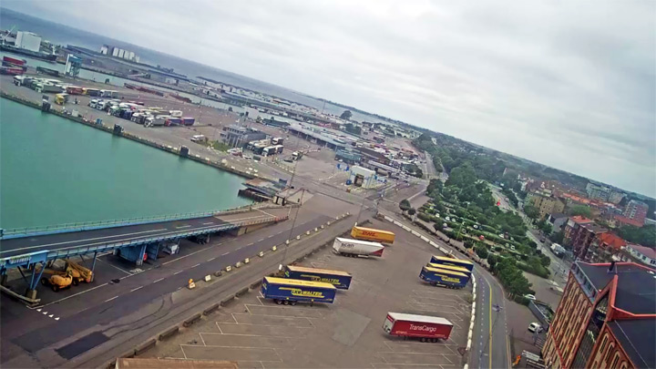 Port of Trelleborg webcam: terminal: the port parking for trucks